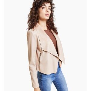 NWT bar III Faux-Leather Flyaway Jacket - Naturally Nude - Petite